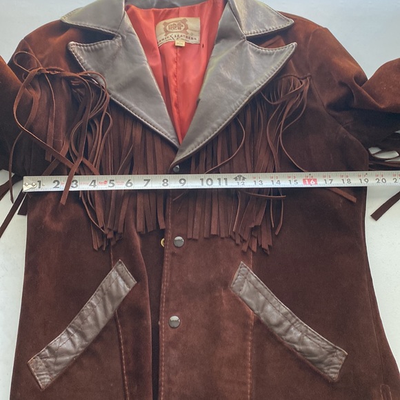 Vintage Lethar Suede Fringe Hippie Kantex Leather Jacket Size 40R - Picture 7 of 13